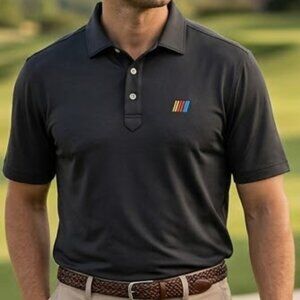 Stitch Golf Black Motorsports Logo Performance Polo Shirt Size L Large